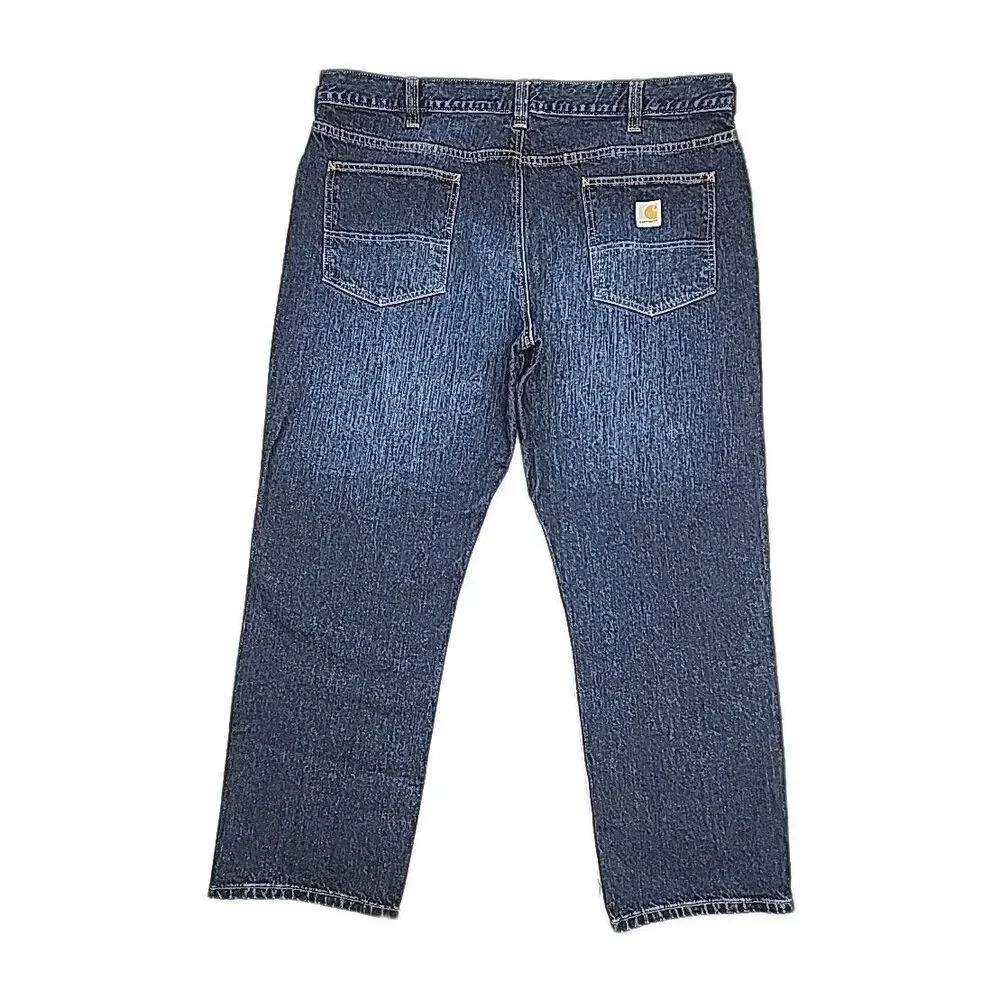 Carhartt Jeans Men Size 42 x 30 Relaxed Fit Dark Wash Cotton Blue Denim BD5119